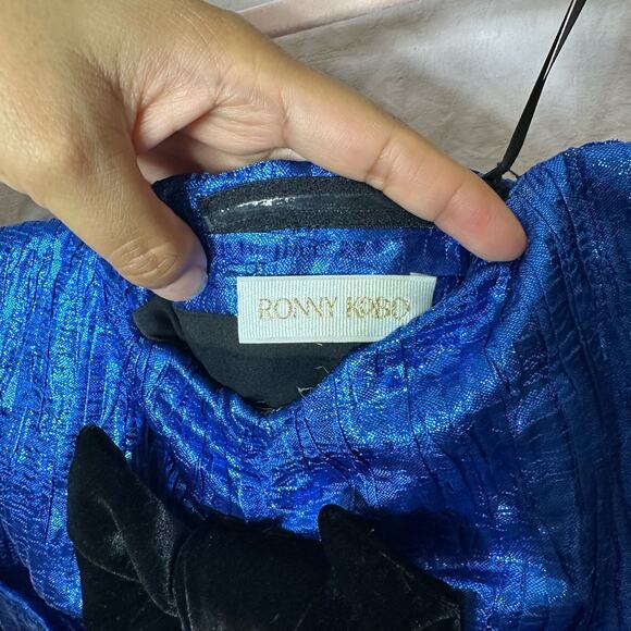 Ronny Kobo Ray Dress in Cobalt Blue Size XS/S Metallic Bows Bodycon Feminine - Picture 4 of 12